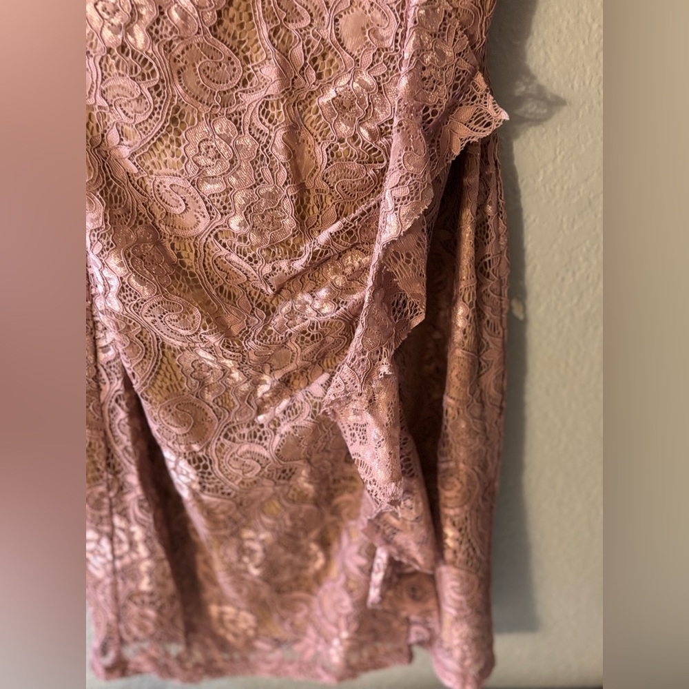 New GbyGUESS Fifer Lace Ruffle Dress - Mauve/Rose Color - Picture 3 of 11